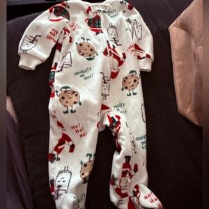 Carter's White and Red Holiday Footie Pajama